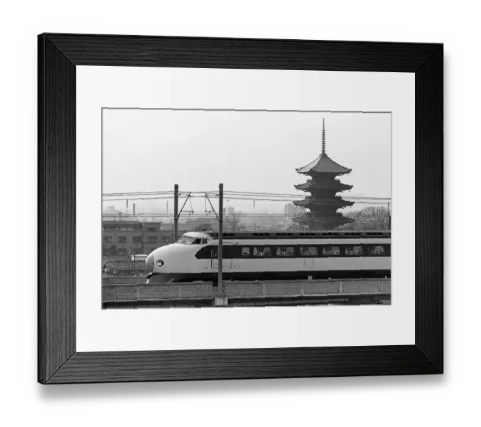 Framed Print : Bullet Train Running Past Pagodas Framed Print : Bullet Train Running Past Pagodas