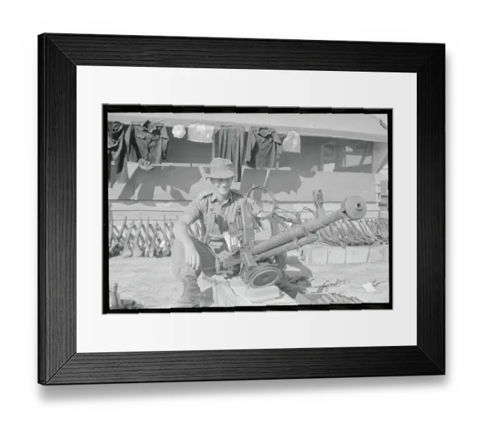 Framed Print : Soldier with Artillery Gun