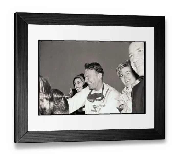 Framed Print : Dan Gurney Celebrating After Winning a Race Framed Print : Dan Gurney Celebrating After Winning a Race