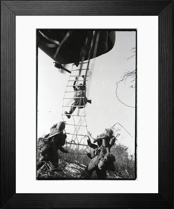 Framed Print : Soldiers Climbing Rope To Helicopter Framed Print : Soldiers Climbing Rope To Helicopter