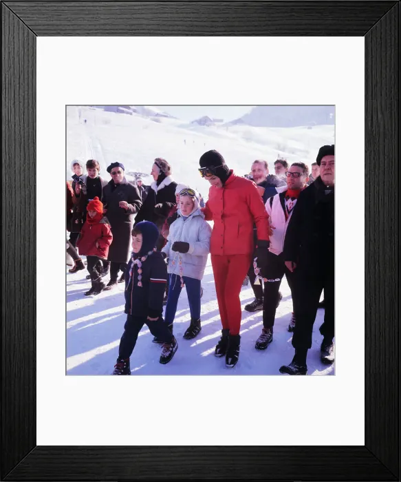 Framed Print : Jackie Kennedy with Children During Sledding Party Framed Print : Jackie Kennedy with Children During Sledding Party