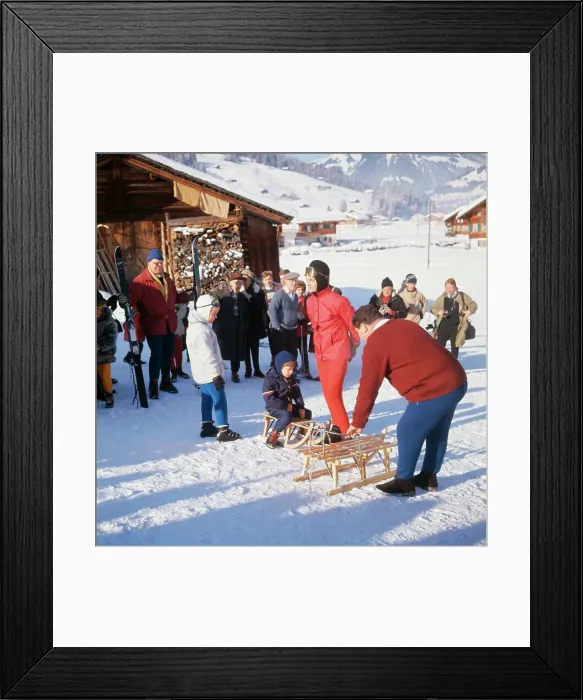 Framed Print : Jackie Kennedy and Children During Sledding Party Framed Print : Jackie Kennedy and Children During Sledding Party