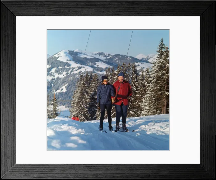 Framed Print : Jacqueline Kennedy with Gentleman at Ski Resort Framed Print : Jacqueline Kennedy with Gentleman at Ski Resort
