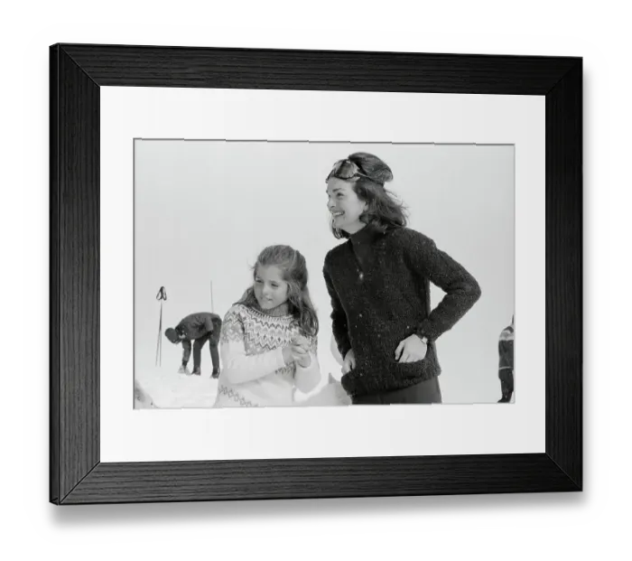 Framed Print : Jacqueline And Caroline Kennedy Skiing Framed Print : Jacqueline And Caroline Kennedy Skiing