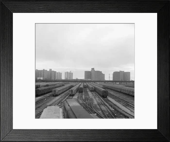 Framed Print : Subway Trains Parked in Yard Framed Print : Subway Trains Parked in Yard