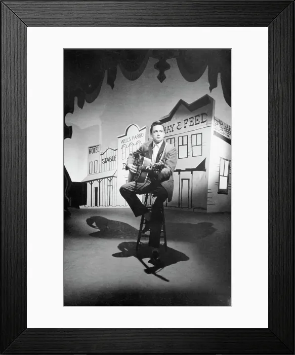 Framed Print : Johnny Cash with Guitar Framed Print : Johnny Cash with Guitar
