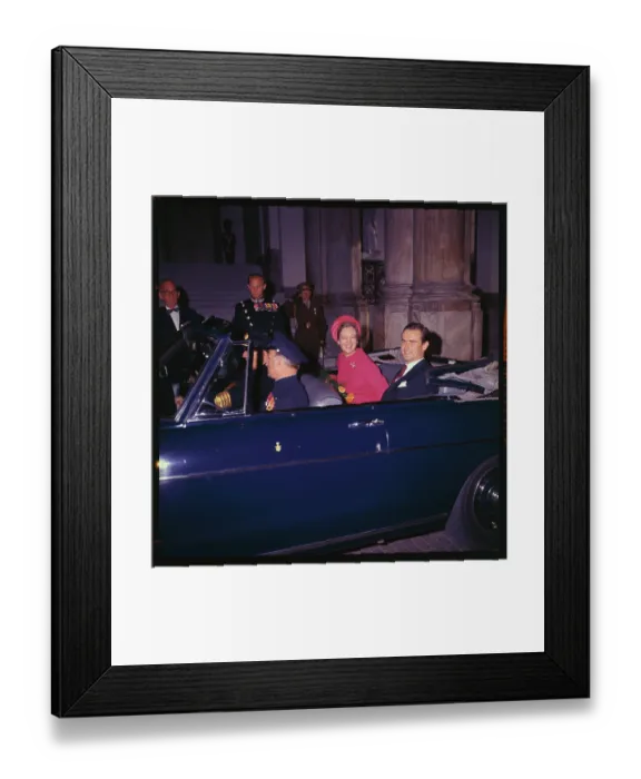 Framed Print : Princess Margrethe Riding in Car with Colleague Framed Print : Princess Margrethe Riding in Car with Colleague
