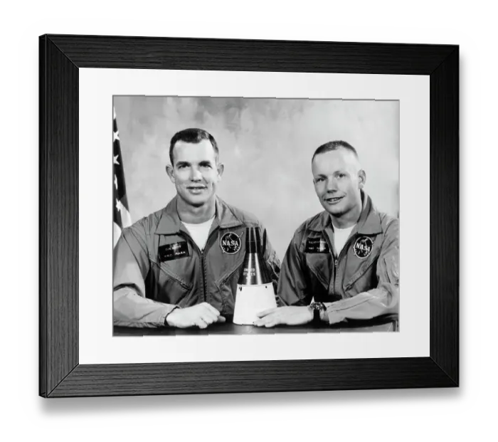 Framed Print : David Scott and Neil Armstrong with Model