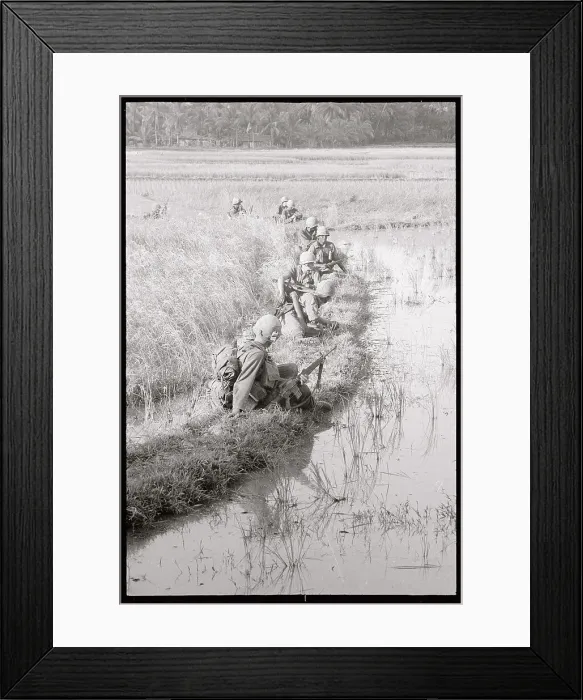 Framed Print : Soldiers Sitting in Rice Field Framed Print : Soldiers Sitting in Rice Field