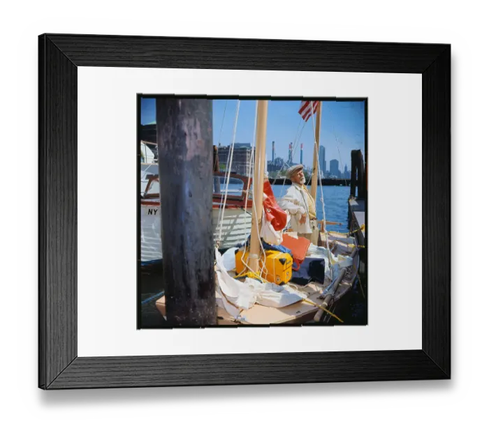 Framed Print : William Willis Standing on his Boat Framed Print : William Willis Standing on his Boat