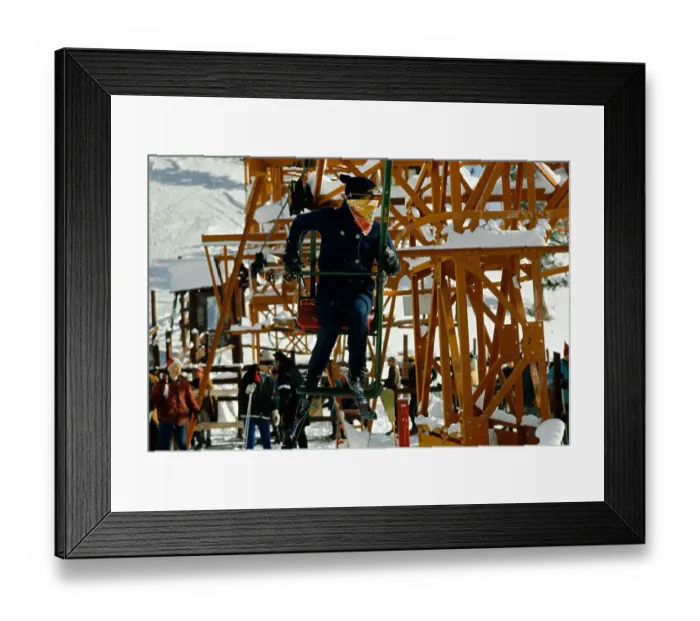 Framed Print : Jackie Kennedy Riding in Chair Lift Framed Print : Jackie Kennedy Riding in Chair Lift