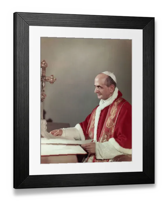 Framed Print : Portrait of Pope Paul VI with Cross