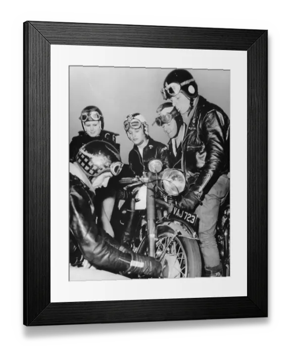 Framed Print : Motorcyclists with Their Bikes Framed Print : Motorcyclists with Their Bikes