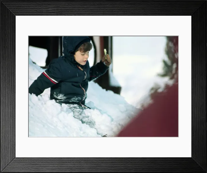 Framed Print : John F Kennedy Jr Frolicking in Snow Framed Print : John F Kennedy Jr Frolicking in Snow