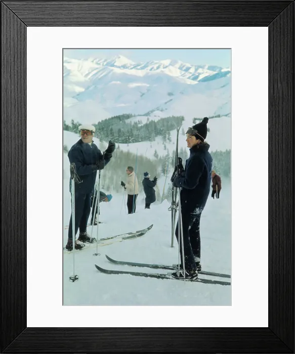 Framed Print : Jackie Kennedy with Ski Instructor During Winter Vacation Framed Print : Jackie Kennedy with Ski Instructor During Winter Vacation