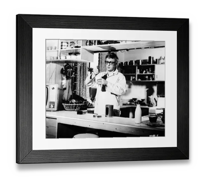Framed Print : Michael Caine Making Coffee in Movie Framed Print : Michael Caine Making Coffee in Movie