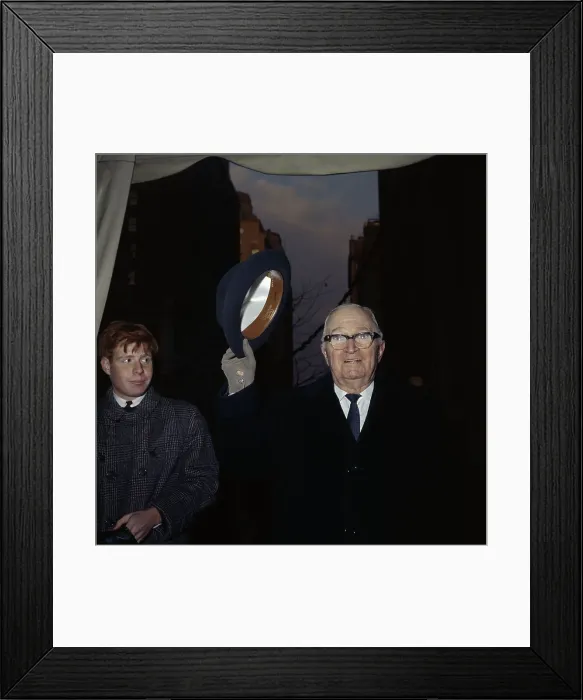Framed Print : Harry Truman Holding up Hat Framed Print : Harry Truman Holding up Hat