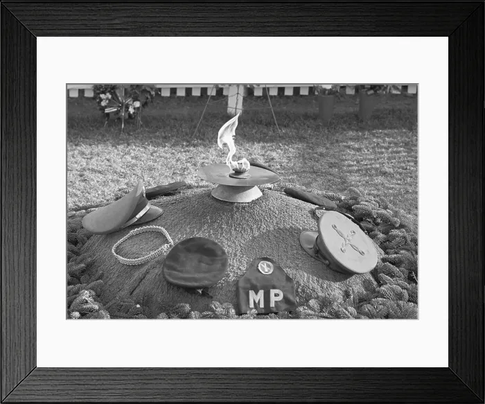 Framed Print : Military Caps Showing Tribute at JFK's Grave