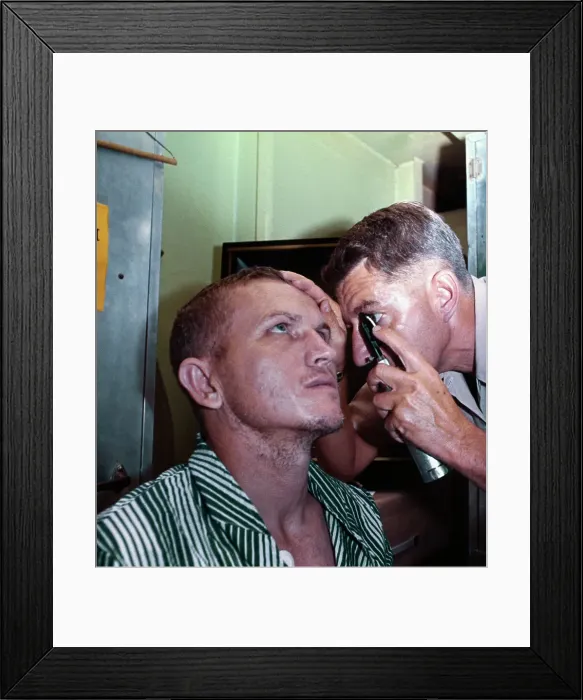 Framed Print : Frank Borman Having Eye Exam