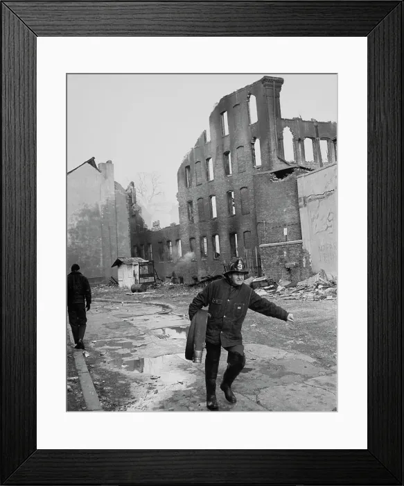 Framed Print : Factory in Ruins After a Five-Alarm Fire Framed Print : Factory in Ruins After a Five-Alarm Fire