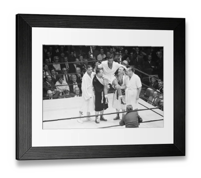 Framed Print : Sugar Ray Robinson Held Up in Ring by Boxers Framed Print : Sugar Ray Robinson Held Up in Ring by Boxers
