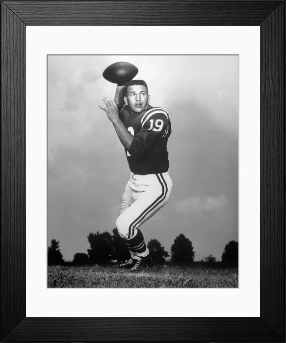 Framed Print : Football Player Johnny Unitas Throwing a Football Framed Print : Football Player Johnny Unitas Throwing a Football