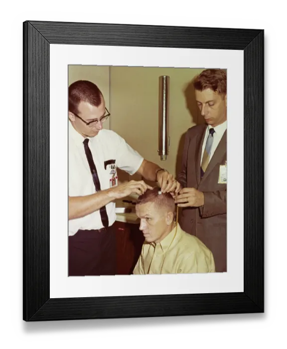 Framed Print : Frank Borman Having Head Examined Framed Print : Frank Borman Having Head Examined