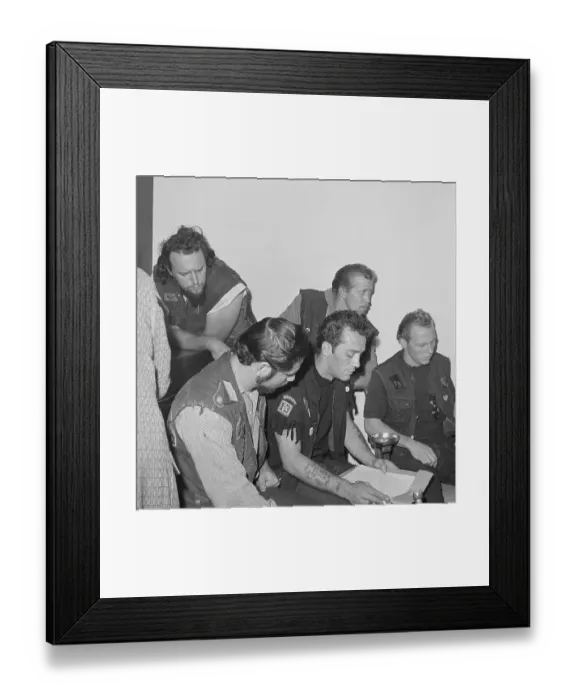 Framed Print : Hell's Angels at a Press Conference Framed Print : Hell's Angels at a Press Conference