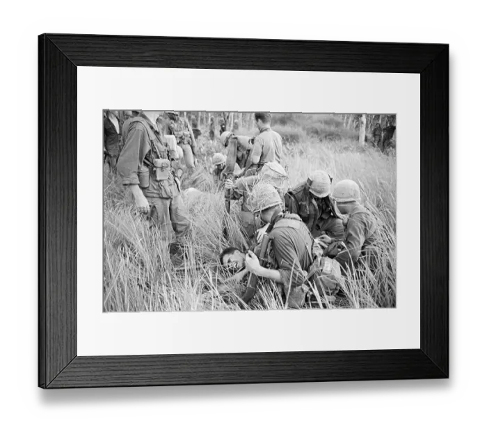 Framed Print : Wounded Soldier and Comrades Framed Print : Wounded Soldier and Comrades