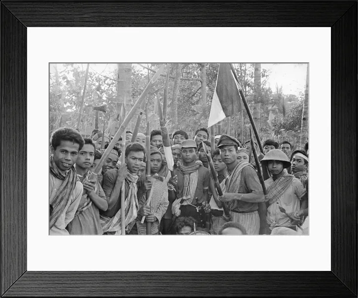 Framed Print : Young Indonesian Nationalists Carrying Bamboo Weapons Framed Print : Young Indonesian Nationalists Carrying Bamboo Weapons
