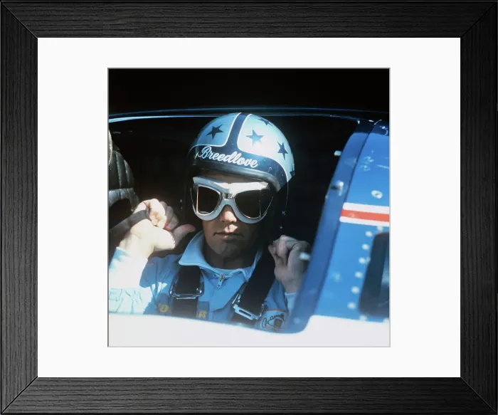 Framed Print : Craig Breedlove Wearing Goggles and Helmet
