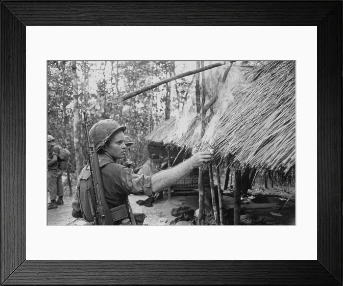 Framed Print : Soldier Setting Hut on Fire Framed Print : Soldier Setting Hut on Fire