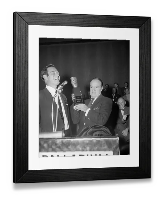 Framed Print : Bob Hope Getting Award from Charlton Heston Framed Print : Bob Hope Getting Award from Charlton Heston