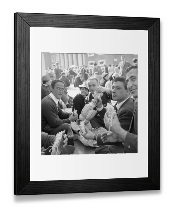 Framed Print : Soccer Fans Taking Lunch Break at Game Framed Print : Soccer Fans Taking Lunch Break at Game