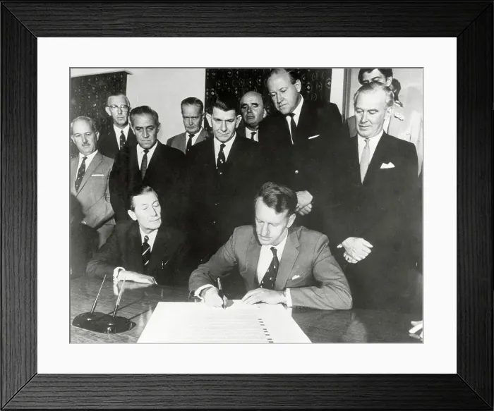 Framed Print : Ian Smith Signing Rhodesian Declaration Framed Print : Ian Smith Signing Rhodesian Declaration