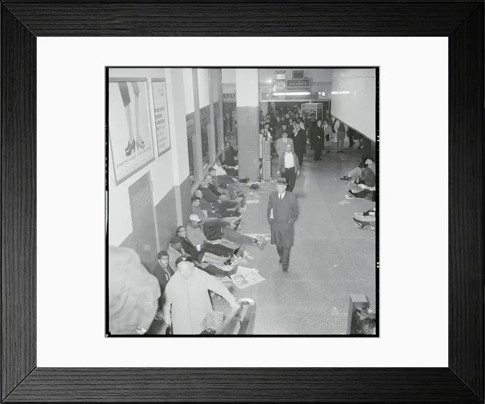 Framed Print : Commuters Awaiting Return of Electricity Framed Print : Commuters Awaiting Return of Electricity