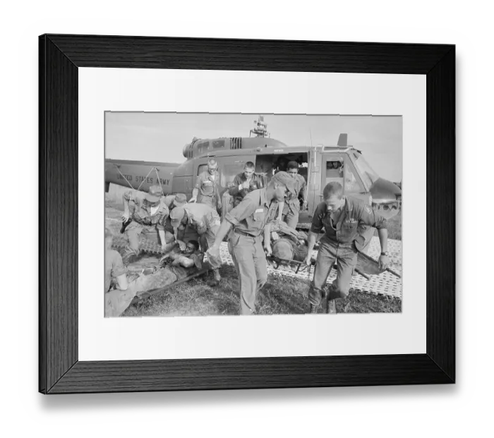 Framed Print : Injured Being Airlifted from Vietnam War Zone Framed Print : Injured Being Airlifted from Vietnam War Zone