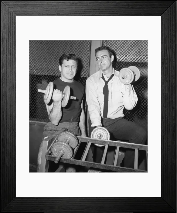 Framed Print : Sean Connery Lifting Weight W / R.Lastarza