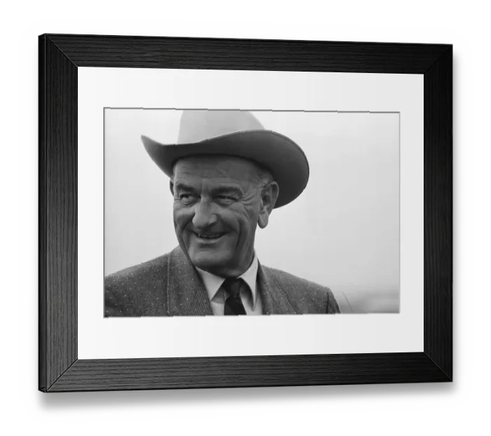Framed Print : Lyndon Johnson Wearing Cowboy Hat Framed Print : Lyndon Johnson Wearing Cowboy Hat