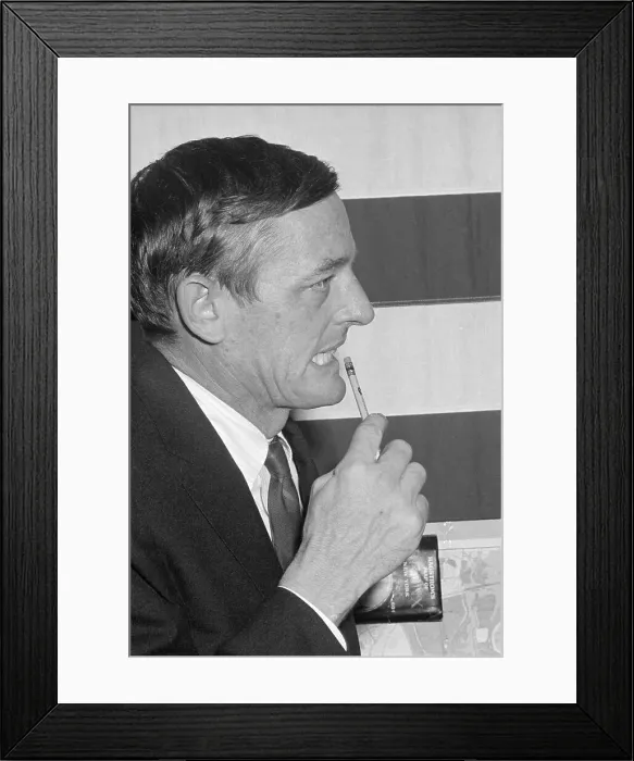 Framed Print : Profile of William Buckley Holding Pencil