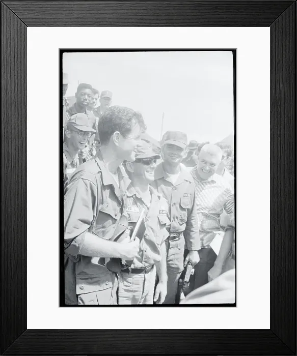 Framed Print : Edward Kennedy Talking with Troops