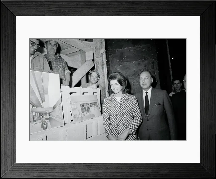 Framed Print : Jackie Kennedy and Robert Sarnoff Viewing Museum Plans Framed Print : Jackie Kennedy and Robert Sarnoff Viewing Museum Plans