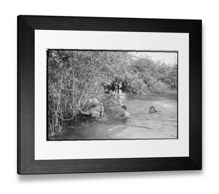 Framed Print : Soldiers Wade Across Swollen Stream Framed Print : Soldiers Wade Across Swollen Stream