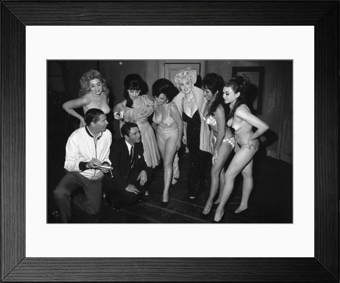 Framed Print : Milton Berle with Strippers Framed Print : Milton Berle with Strippers