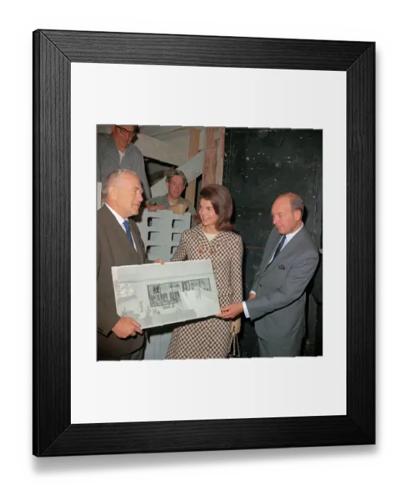 Framed Print : Jackie Kennedy with Robert Sarnoff and Marcel Breuer Framed Print : Jackie Kennedy with Robert Sarnoff and Marcel Breuer