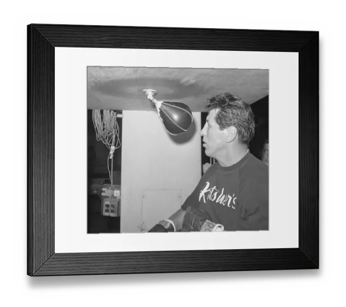 Framed Print : Boxer Joey Giardello Near Punching Equipment Framed Print : Boxer Joey Giardello Near Punching Equipment