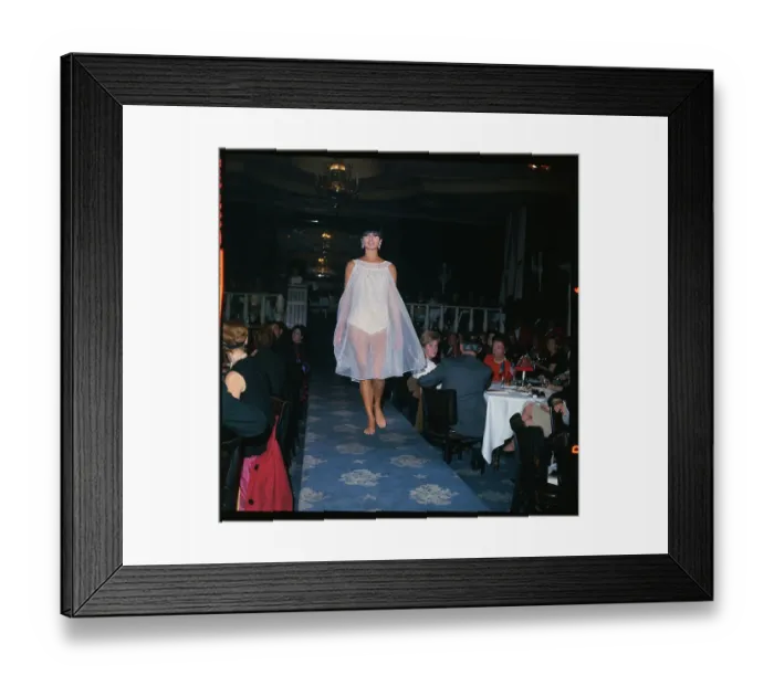 Framed Print : Woman Modeling Lingerie on Runway Framed Print : Woman Modeling Lingerie on Runway