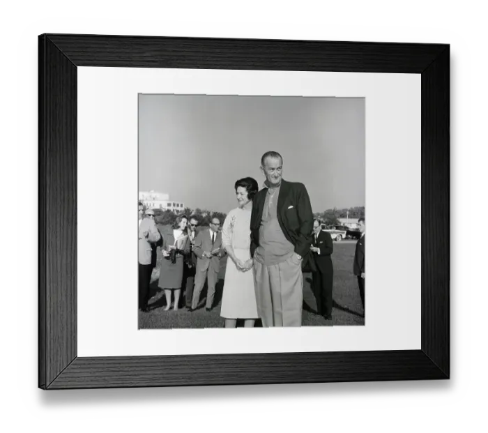Framed Print : Lyndon Johnson Outside With Lady Bird Framed Print : Lyndon Johnson Outside With Lady Bird