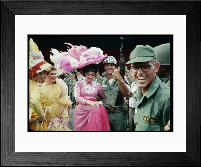 Framed Print : Hello Dolly Actresses Chatting with Soldiers Framed Print : Hello Dolly Actresses Chatting with Soldiers