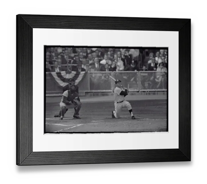 Framed Print : Mickey Mantle Kneeling with Baseball Bat Framed Print : Mickey Mantle Kneeling with Baseball Bat